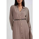 Defacto Shirt Lapel Crowbar Twill Mini Long Sleeve Dress | Eponuda.ba