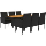  7-dijelni vrtni blagovaonski set od poliratana crni | shoptok.hr