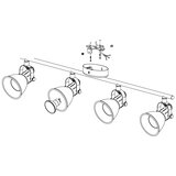 Eglo Seras 2 reflektor/4, led, gu10, 4x3,3w, 4x240lm, crna/čelik | shoptok.hr