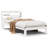 vidaXL Posteljni okvir z vzglavjem bel 90x190 cm trdna borovina | Shoptok.si