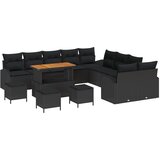 vidaXL 14-delni vrtni kavčni set z blazinami Črn Poli ratan acacia, 2-osebni vrtni kavč z blazinami Črn Poli ratan, 4-delni vrtni jedilni set z blazinami Črn Poli ratan acacia | Shoptok.si