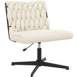 vidaXL Vrtljiv pisarniški stol, kremno kodrasto blago, podobno volni | Shoptok.si