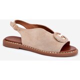 Boto Flat Sandals With Decoration Beige Haliones | Shoptok.si