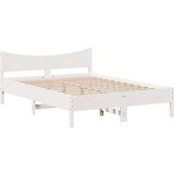 vidaXL Posteljni okvir s predali bel 135x190 cm trdna borovina | Shoptok.si