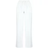 Trendyol White 100% Linen Elastic Waist High Waist Wide Leg Trousers