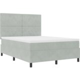 vidaXL Box Spring postelja z vzmetnico in LED svetlobo svetlo siva 140x190 cm žamet | Shoptok.si