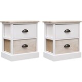 The Living Store Nočne omarice 2 kosa bele in naravne 38x28x45 cm les pavlovnije - Omarica, (21420829) Cene