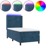  Box spring postelja z vzmetnico LED temno modra 90x200 cm žamet, (20930149) | Shoptok.si