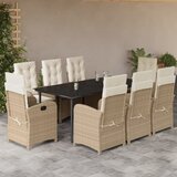 vidaXL 9-dijelni vrtni blagovaonski set od poliratana s jastucima bež | shoptok.hr