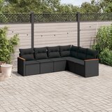  6-dijelni set vrtnih sofa s jastucima crni od poliratana | shoptok.hr