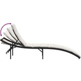  Ležalnik z blazino črn 55x199x50 cm poli ratan | Shoptok.si