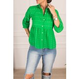 armonika Women's Green Six Smocking Quarter-Sleeve Shirt Cene