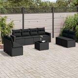 vidaXL 9-dijelni set vrtnih sofa s jastucima crni od poliratana | shoptok.hr