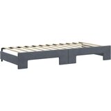 vidaXL Izvlečna dnevna postelja z vzmetnico tem. siva 90x200 cm žamet | Shoptok.si