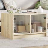 vidaXL Klubska mizica s steklenimi vrati sonoma hrast 68x50x42 cm Cene