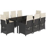  The Living Store Vrtna jedilna garnitura 9-delna z blazinami črn poli ratan - Vrtna Jedilna Garnitura, (21451421) | Shoptok.si