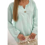 Kesi Włoski Shirt blouse with an embroidered pattern mint | Shoptok.si