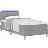 vidaXL Box Spring postelja z vzmetnico & LED Svetlobo Svetlo siva 80x200 cm Tkanina | Shoptok.si