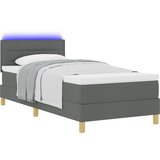 vidaXL Postelja s pomičnim dnom z vzmetnico in LED Temno siva 90x190 cm Tkanina, (22083849) | Shoptok.si