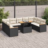  10-dijelni set vrtnih sofa s jastucima crni poliratana bagrem Cijene