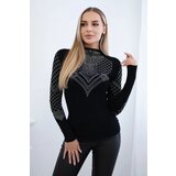 Kesi Viscose blouse decorated on neckline and sleeves black | shoptok.hr