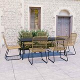  7-dijelni vrtni blagovaonski set od poliratana i stakla Smeđa Dužina stola 150 cm | shoptok.hr
