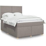 vidaXL Box spring postelja z vzmetnico taupe 160x200 cm blago | Shoptok.si