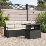 vidaXL 5-delni vrtna sofa set z blazinami črn poli ratan | Shoptok.si