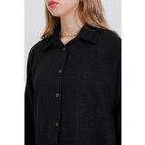 Bigdart Women's Black Oversize Linen Bottom Top Set 6622 | Eponuda.ba
