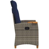  Fotelja za ležanje s pločom za čaj 62 x 64 x 112 cm poliratan - siva i modra | shoptok.hr