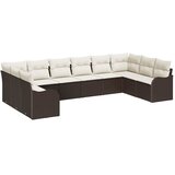 vidaXL Vrtna sedežna garnitura 10 pcs Rjava in bela poli ratan, (5000153402) | Shoptok.si