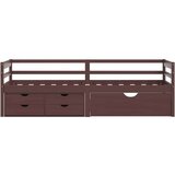 vidaXL Posteljni okvir s predali in omaro temno rjav 90x200 cm | Shoptok.si