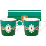 Pip Studio Love Birds Medallion Emerald-Green skodelica z ročajem, komplet 2 kosov, majhna - 1 set Cene
