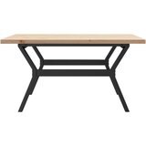 vidaXL Klubska mizica Y okvir 90x90x45,5 cm trdna borovina lito železo | Shoptok.si