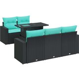  Vrtna sedežna garnitura z blazinami 6-delna črn ratan/akacija, (22047862) | Shoptok.si