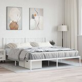 Maison Chic Kovinski Posteljni okvir - Dvoposteljna postelja - Zakonska postelja z vzglavjem bel 193x203 cm, (21693820) | Shoptok.si