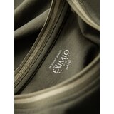 Ombre Men's cotton longsleeve with U neckline with stripes and embroidery - olive | ePonuda.com