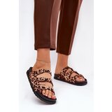 Boto Ladies Slippers With Straps And Buckles In Leopard Print Brown Uliri | Shoptok.si