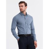 Ombre Men's SLIM FIT shirt in decorative fabric with pocket - blue OM-SHCS | Eponuda.ba