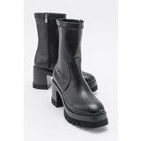 LuviShoes TARTLE Black Leather Platform Heeled Women's Boots Cene