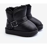 Kesi Children's eco leather snow boots with belt, black Orinor