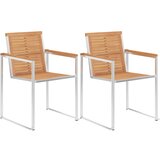 Maison Chic Vrtni stoli - Stol za vrt 2 kosa trdna tikovina in nerjaveče jeklo JS1355, (21877781) | Shoptok.si