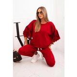 Kesi Włoski Women's butter set with fringes on the sleeves burgundy Cijene