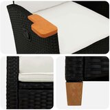  Fotelja za ležanje s pločom za čaj 62 x 64 x 112 cm poliratan - Crna i krem bijela | shoptok.hr