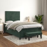 vidaXL Box spring postelja z vzmetnico temno zelena 120x200 cm žamet Cene