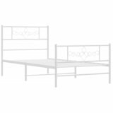  Metalni okvir kreveta uzglavlje i podnožje bijeli 107x203 cm | shoptok.hr