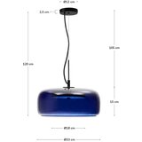 Kave Home Temno modra LED viseča svetilka s steklenim senčilom ø 38 cm Reig – | Shoptok.si