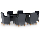 The Living Store Vrtna jedilna garnitura z blazinami 7-delna PE ratan temno siva - Zunanja Jedilna Garnitura, (21477760) | Shoptok.si
