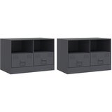 Furnova TV omarica 2 kosa antracitna 67x39x44 cm jeklo, (21923240) | Shoptok.si
