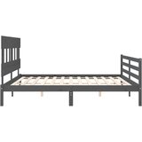  Okvir za krevet s uzglavljem sivi 200 x 200 cm od masivnog drva | shoptok.hr